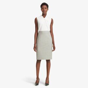 MM Lafleur Cobble Hill Pencil Skirt Womens Size 6 Light Grey Washable Wool NWT